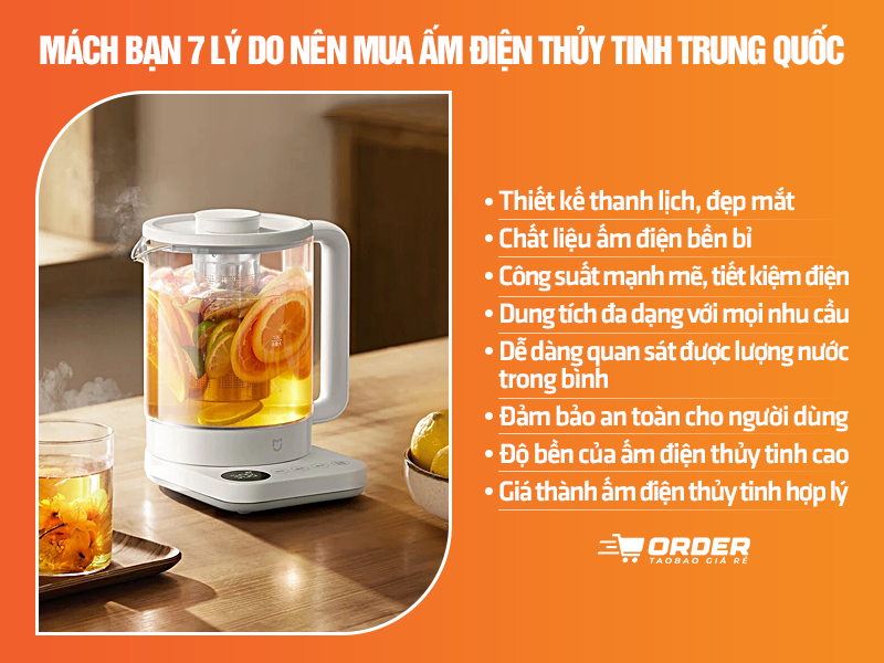 ấm điện thủy tinh Trung Quốc